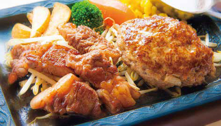 カットステーキ＆黒毛和牛ハンバーグランチ