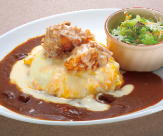 クリームチキンとカレーのオム